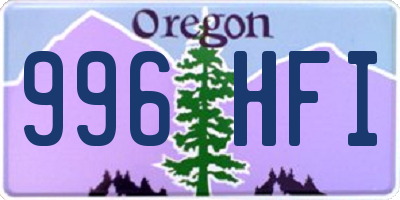 OR license plate 996HFI