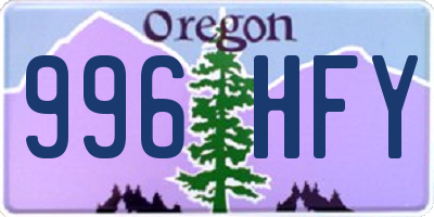 OR license plate 996HFY