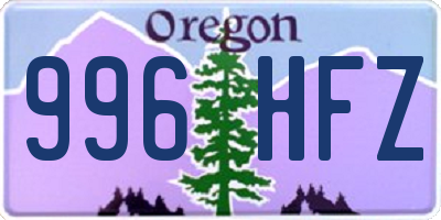 OR license plate 996HFZ