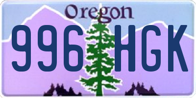 OR license plate 996HGK