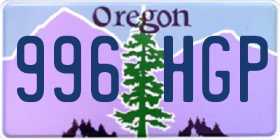 OR license plate 996HGP