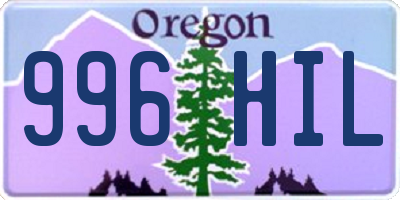OR license plate 996HIL