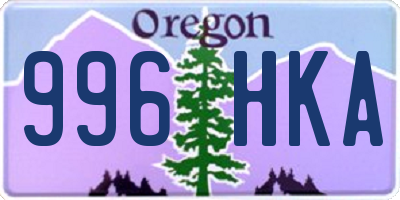 OR license plate 996HKA