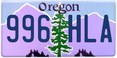 OR license plate 996HLA