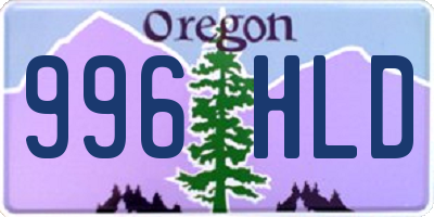 OR license plate 996HLD