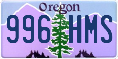 OR license plate 996HMS