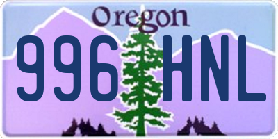 OR license plate 996HNL