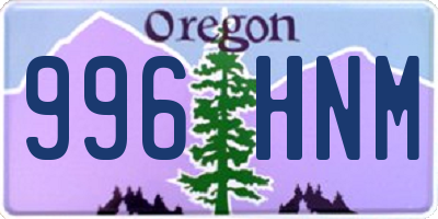 OR license plate 996HNM