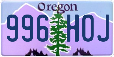 OR license plate 996HOJ