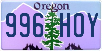 OR license plate 996HOY