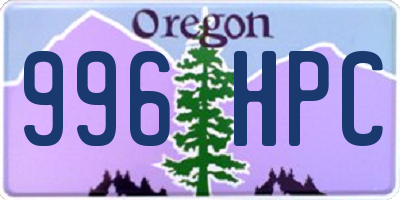 OR license plate 996HPC