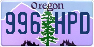 OR license plate 996HPD