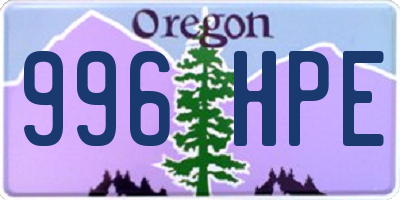 OR license plate 996HPE