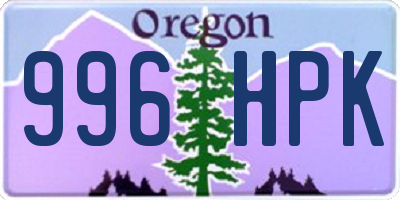 OR license plate 996HPK