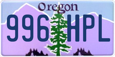 OR license plate 996HPL
