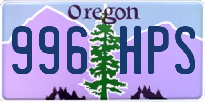 OR license plate 996HPS