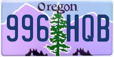 OR license plate 996HQB