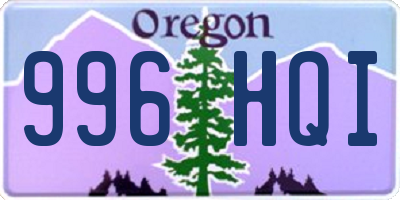 OR license plate 996HQI