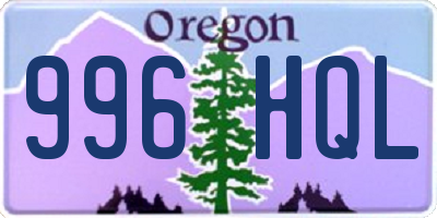 OR license plate 996HQL