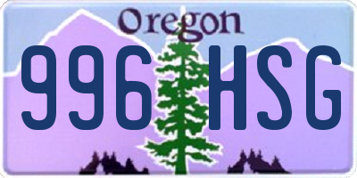 OR license plate 996HSG