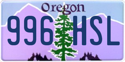 OR license plate 996HSL