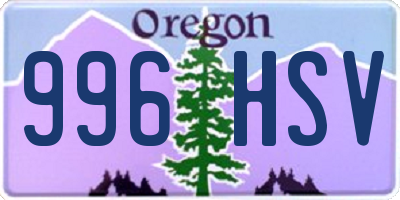 OR license plate 996HSV