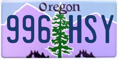 OR license plate 996HSY