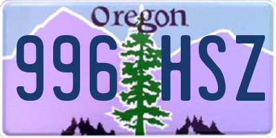 OR license plate 996HSZ