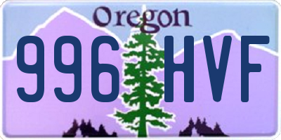 OR license plate 996HVF