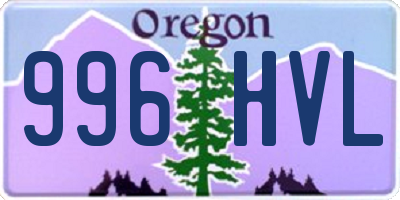 OR license plate 996HVL