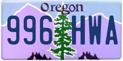 OR license plate 996HWA