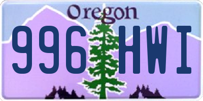 OR license plate 996HWI