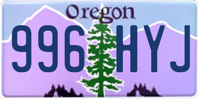 OR license plate 996HYJ