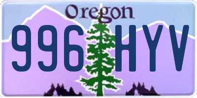 OR license plate 996HYV