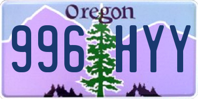 OR license plate 996HYY