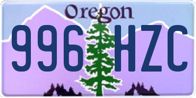 OR license plate 996HZC