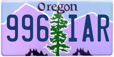 OR license plate 996IAR