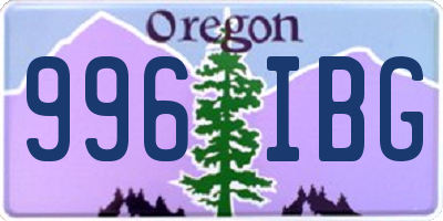 OR license plate 996IBG