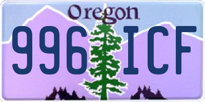 OR license plate 996ICF