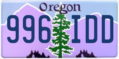 OR license plate 996IDD