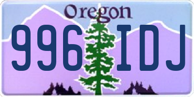 OR license plate 996IDJ