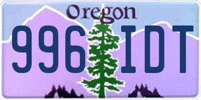 OR license plate 996IDT