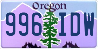 OR license plate 996IDW