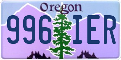 OR license plate 996IER