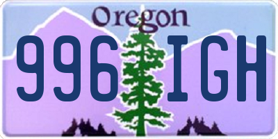 OR license plate 996IGH