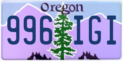OR license plate 996IGI