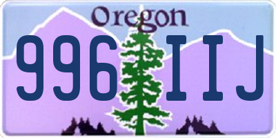 OR license plate 996IIJ