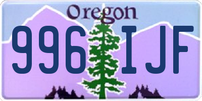 OR license plate 996IJF