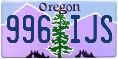 OR license plate 996IJS