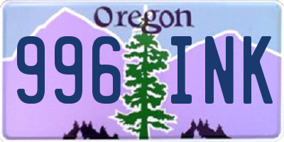 OR license plate 996INK